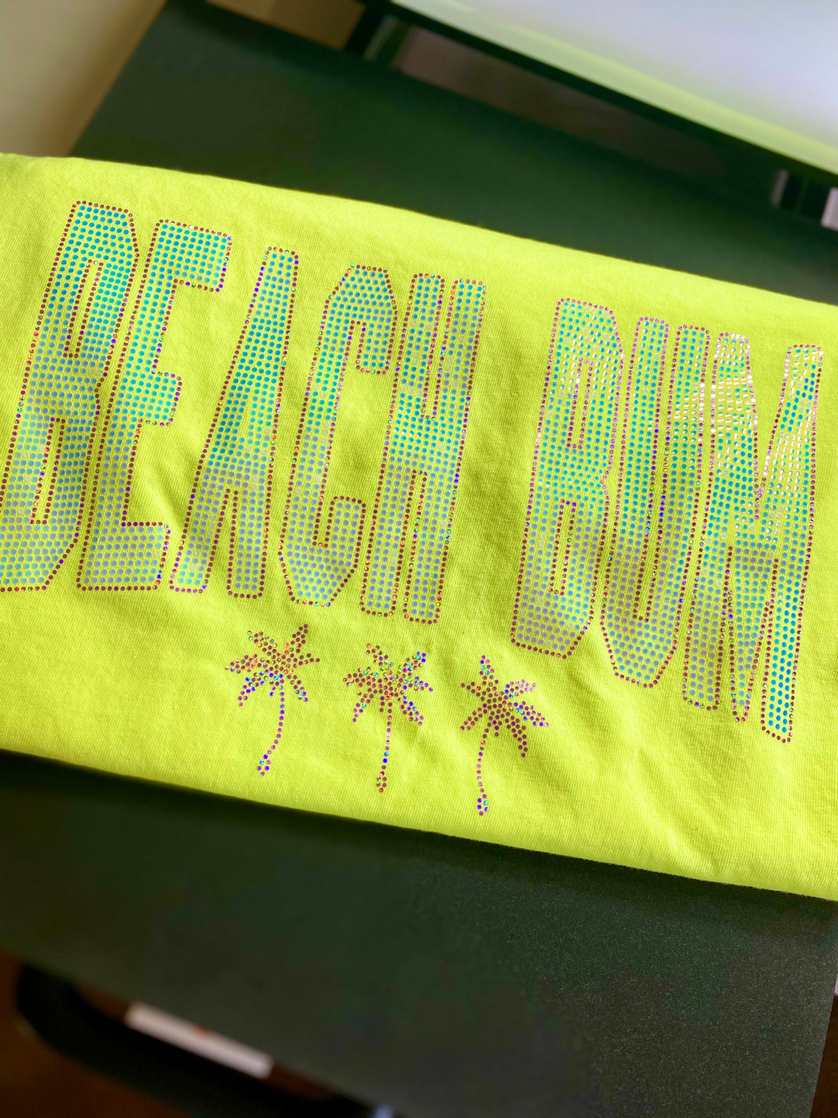 Beach Bum Spangled Comfort Color Tee - Neon Yellow