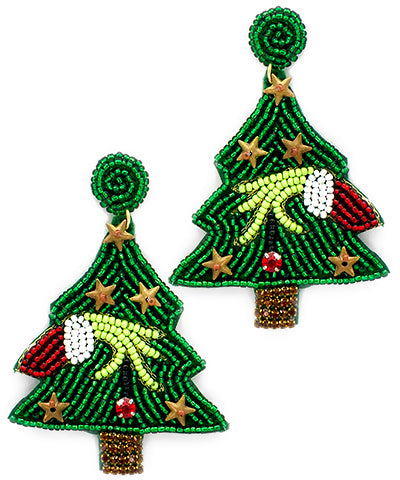 Green Man Christmas Earrings