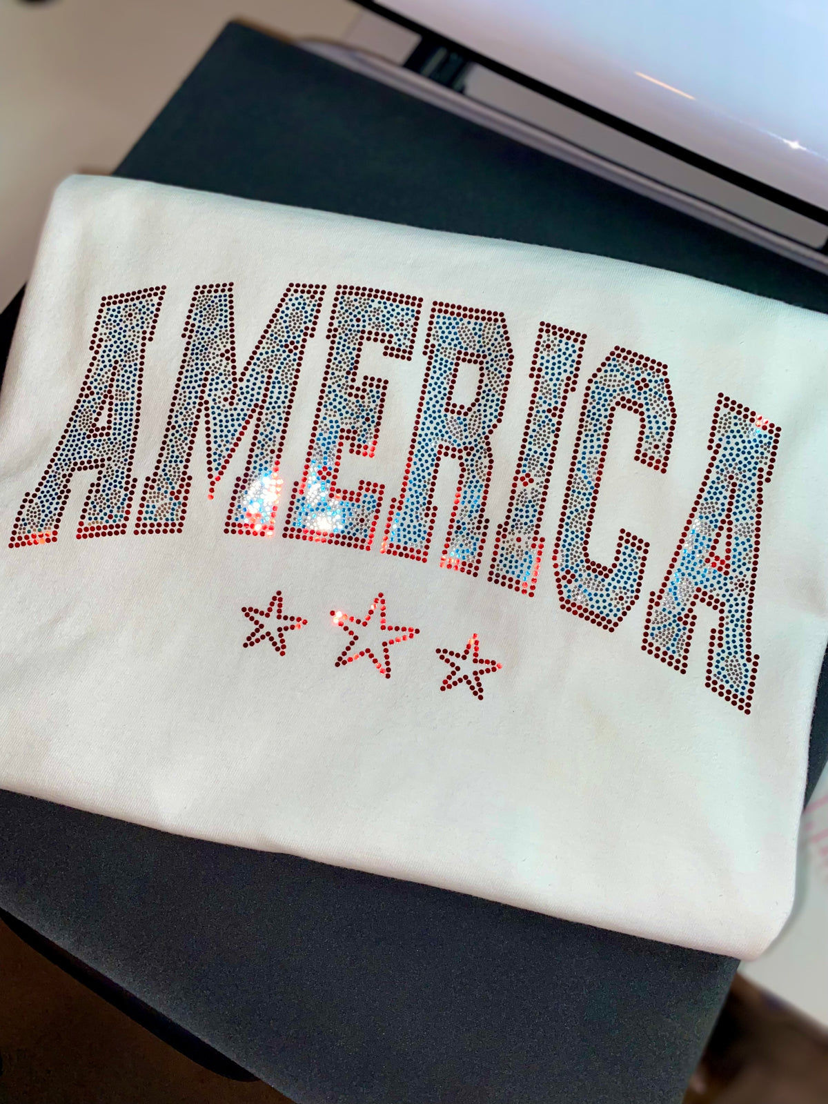 America Spangled Comfort Color Tee - White