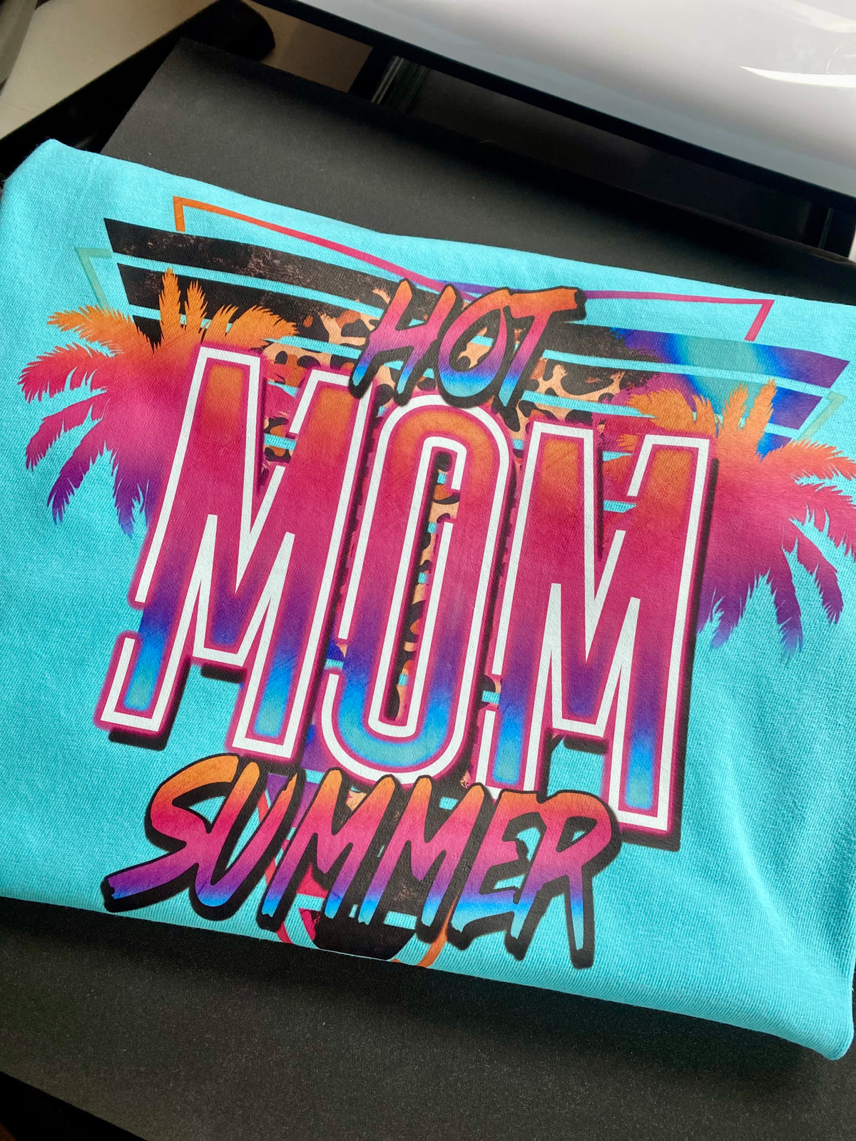 Hot Mom Summer Comfort Color Tee - Lagoon Blue