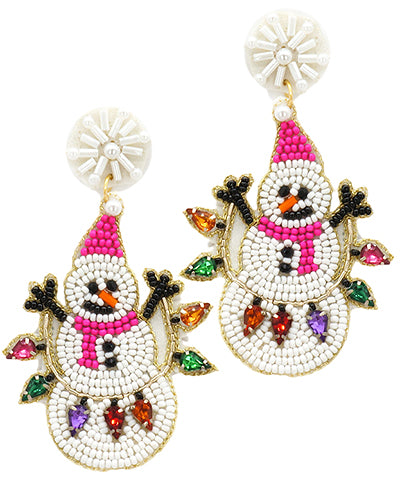 Snowman Christmas Lights Earrings