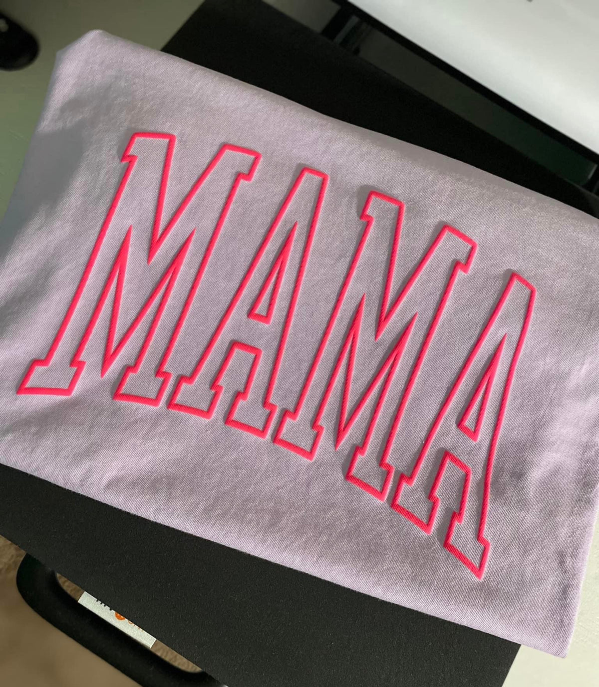 Mama Puff Comfort Color Tee - Orchid / Neon Pink