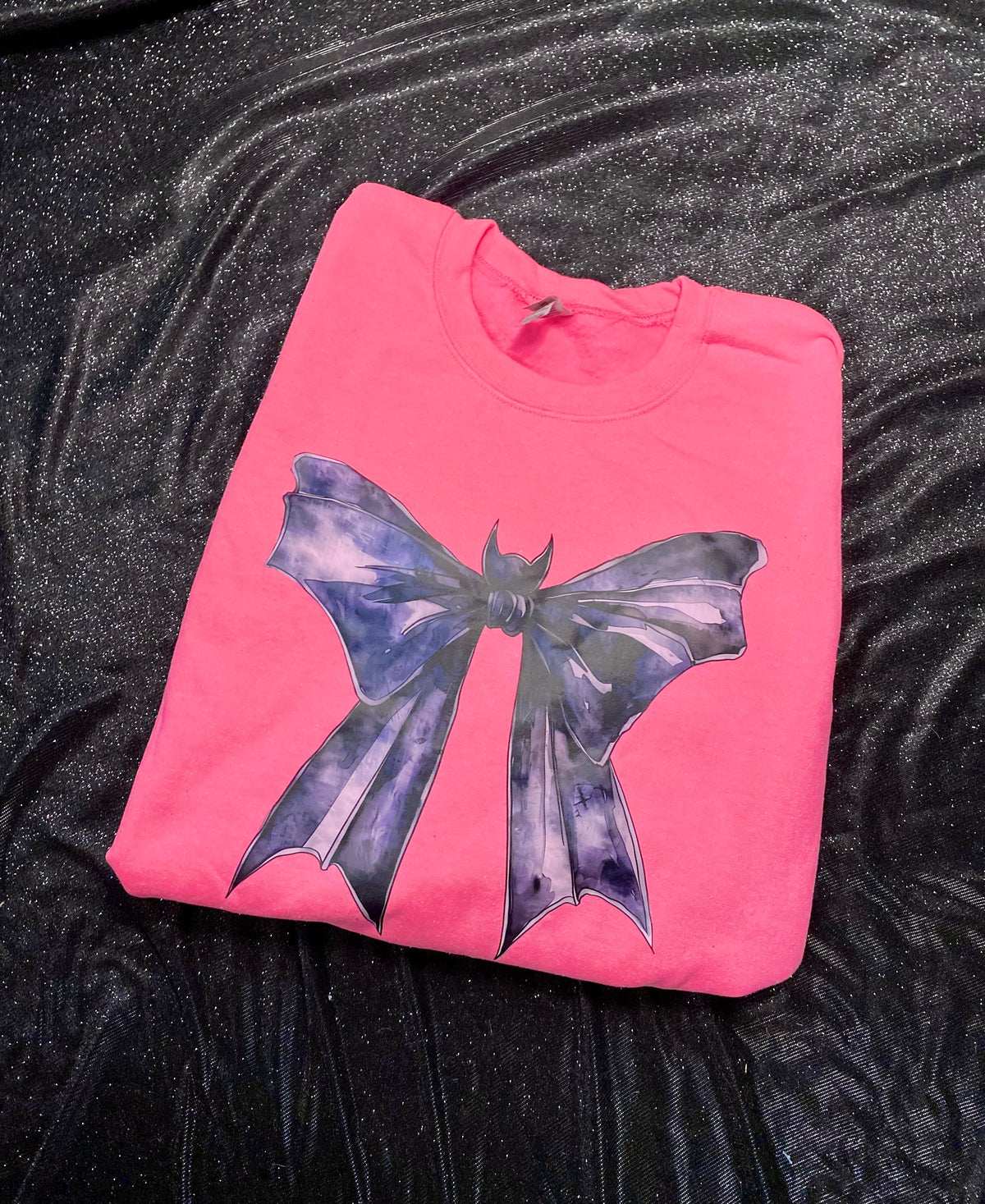 Bat Bow Tee - Neon Pink