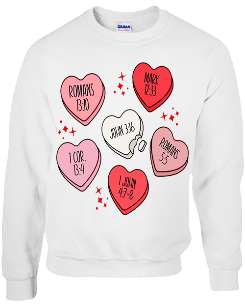 Bible Verse Heart Candy Tee - White