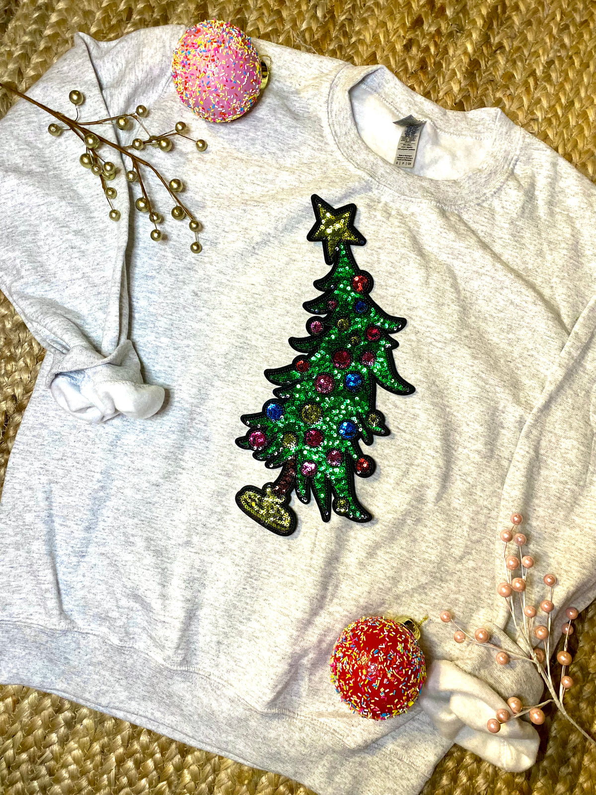 Christmas Tree Sequin Patch Sweatshirt