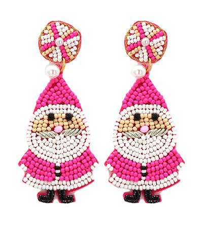 Santa Tell Me Earrings - Pink