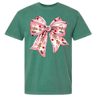 Gingerbread Bow Comfort Color Tee - Light Green