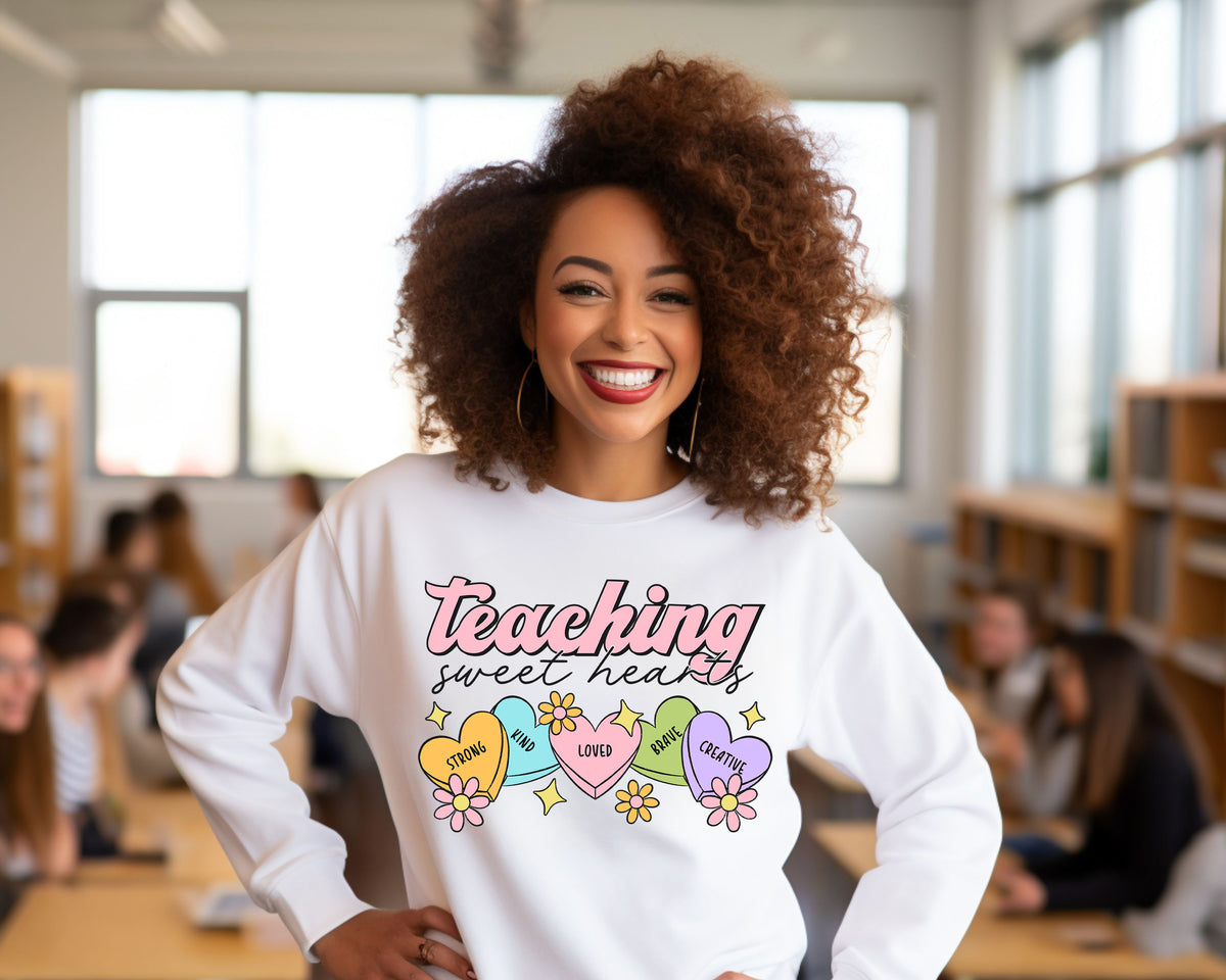 Teaching Candy Hearts Sweatshirt - White