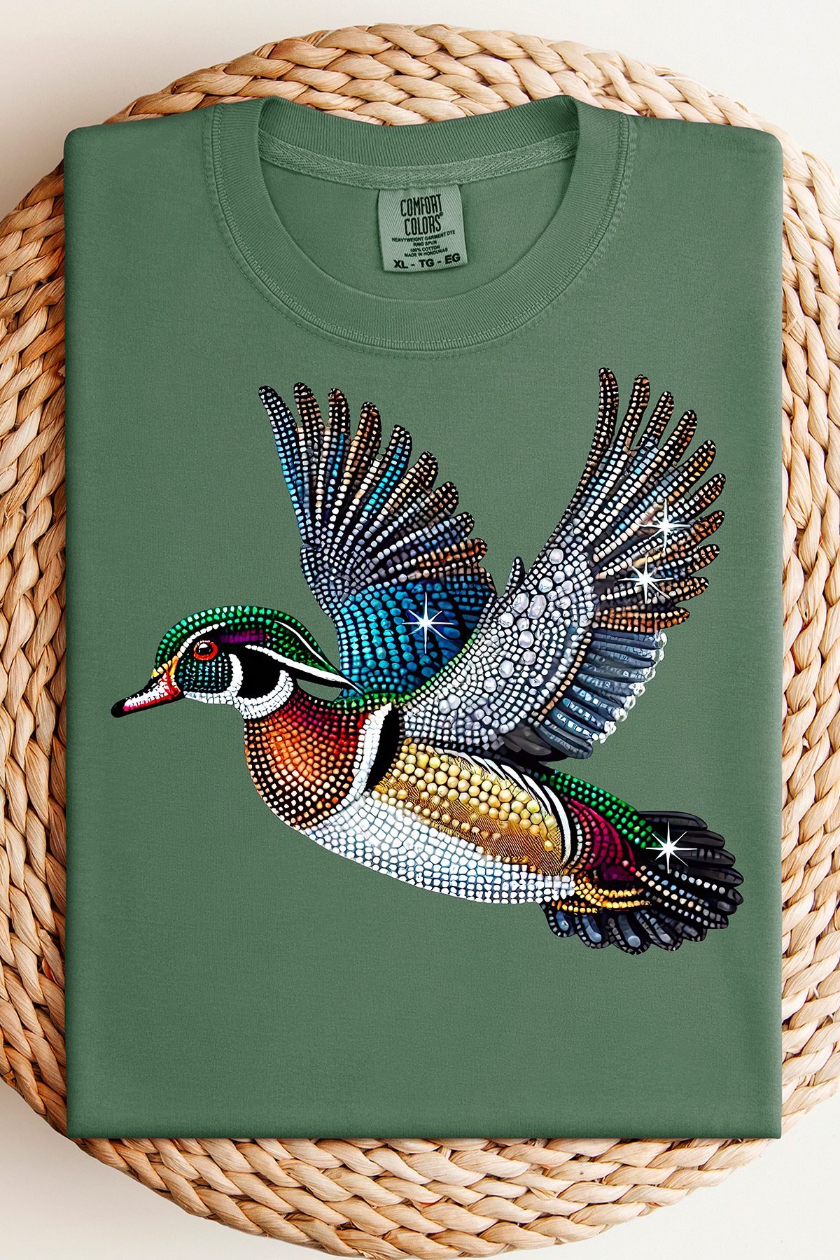 Wood Duck Faux Rhinestones Comfort Color Tee