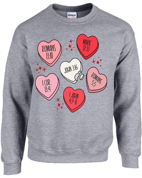 Bible Verse Heart Candy Tee - Sport Grey