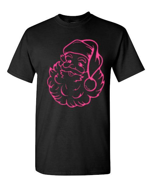 Santa Puff Tee - Black / Pink Design