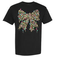 Camo Bow Christmas Lights Comfort Color Tee