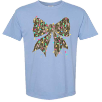 Camo Bow Christmas Lights Comfort Color Tee