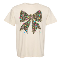 Camo Bow Christmas Lights Comfort Color Tee