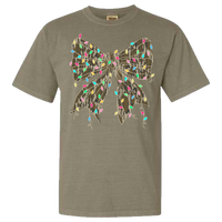 Camo Bow Christmas Lights Comfort Color Tee