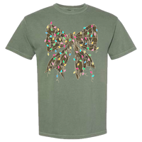 Camo Bow Christmas Lights Comfort Color Tee