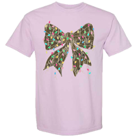 Camo Bow Christmas Lights Comfort Color Tee