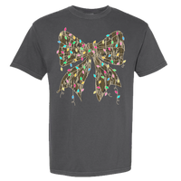 Camo Bow Christmas Lights Comfort Color Tee