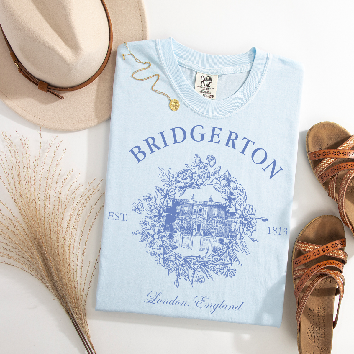 Bridgerton House Comfort Color Tee - Chambray