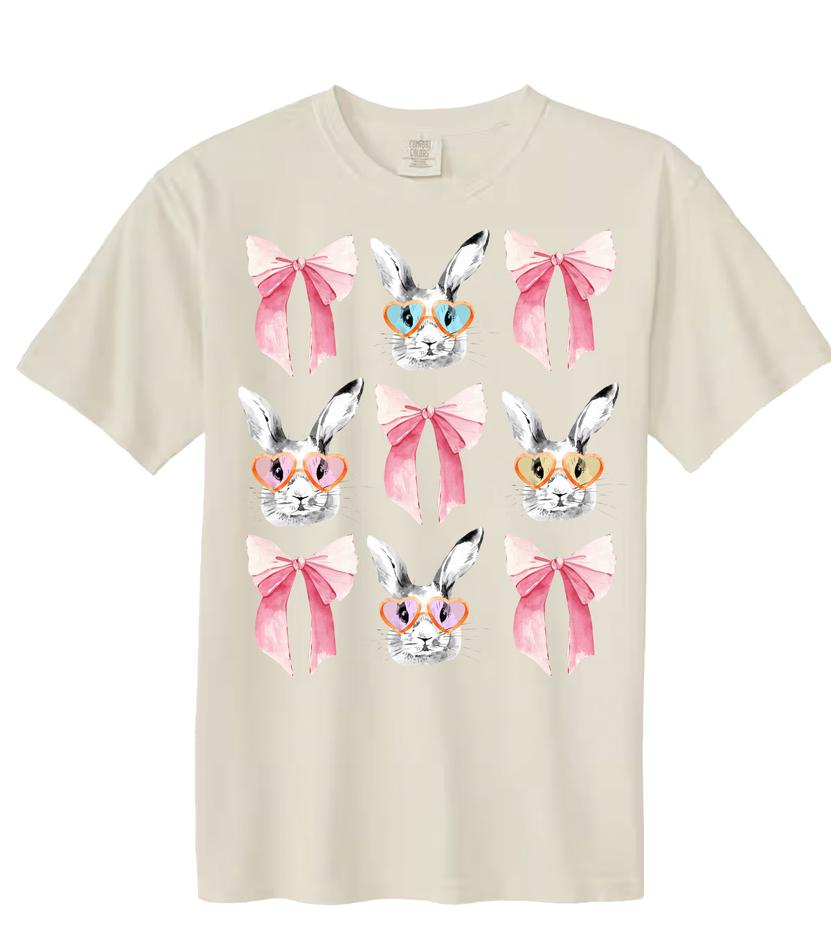 Bunny Glasses Bow Comfort Colors Tee