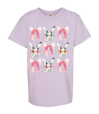 Bunny Glasses Bow Comfort Colors Tee