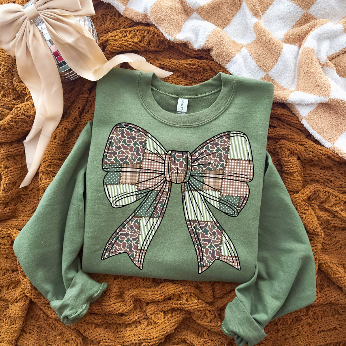 Camo Bow Sweatshirt - Military Green