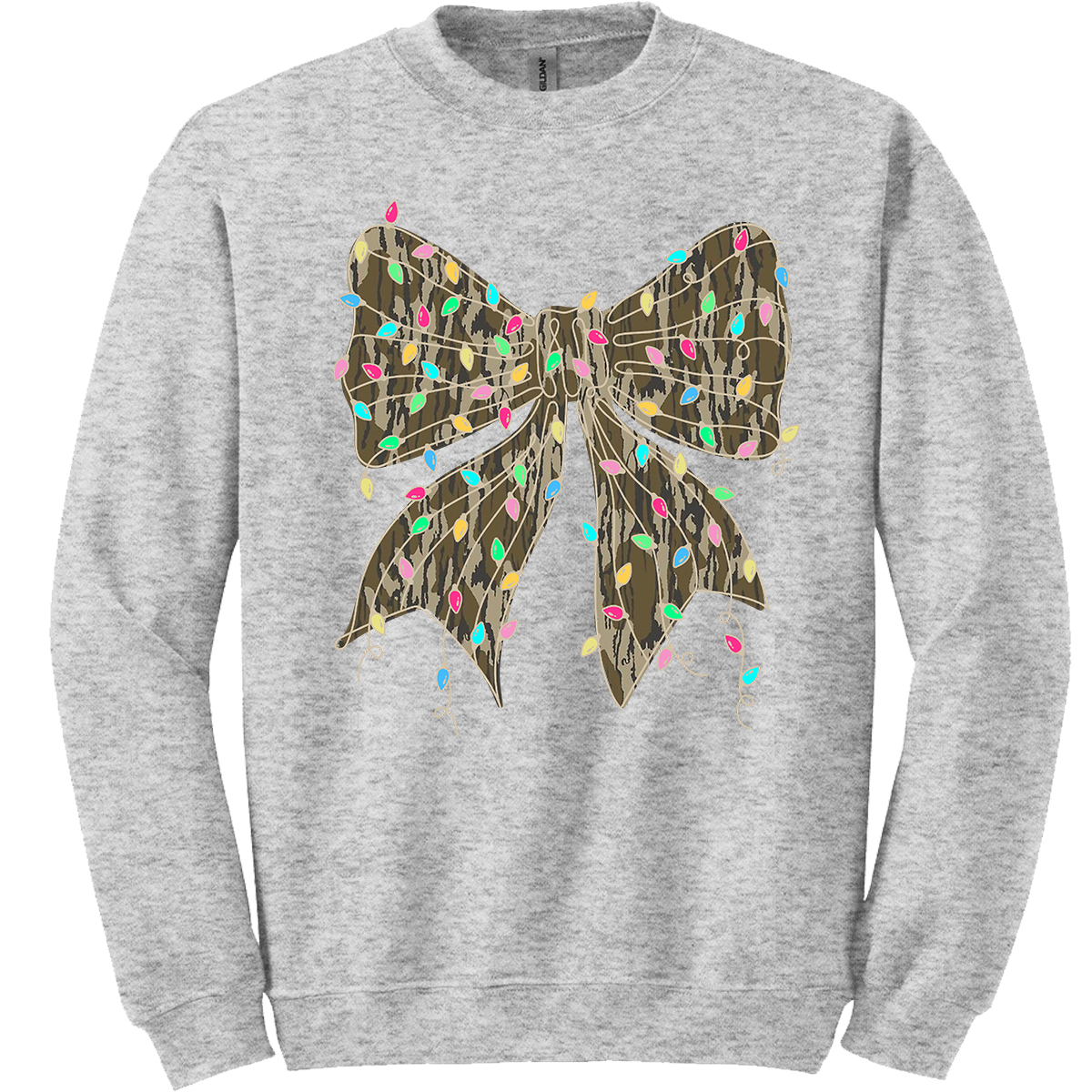 Camo Bow Christmas Lights Tee