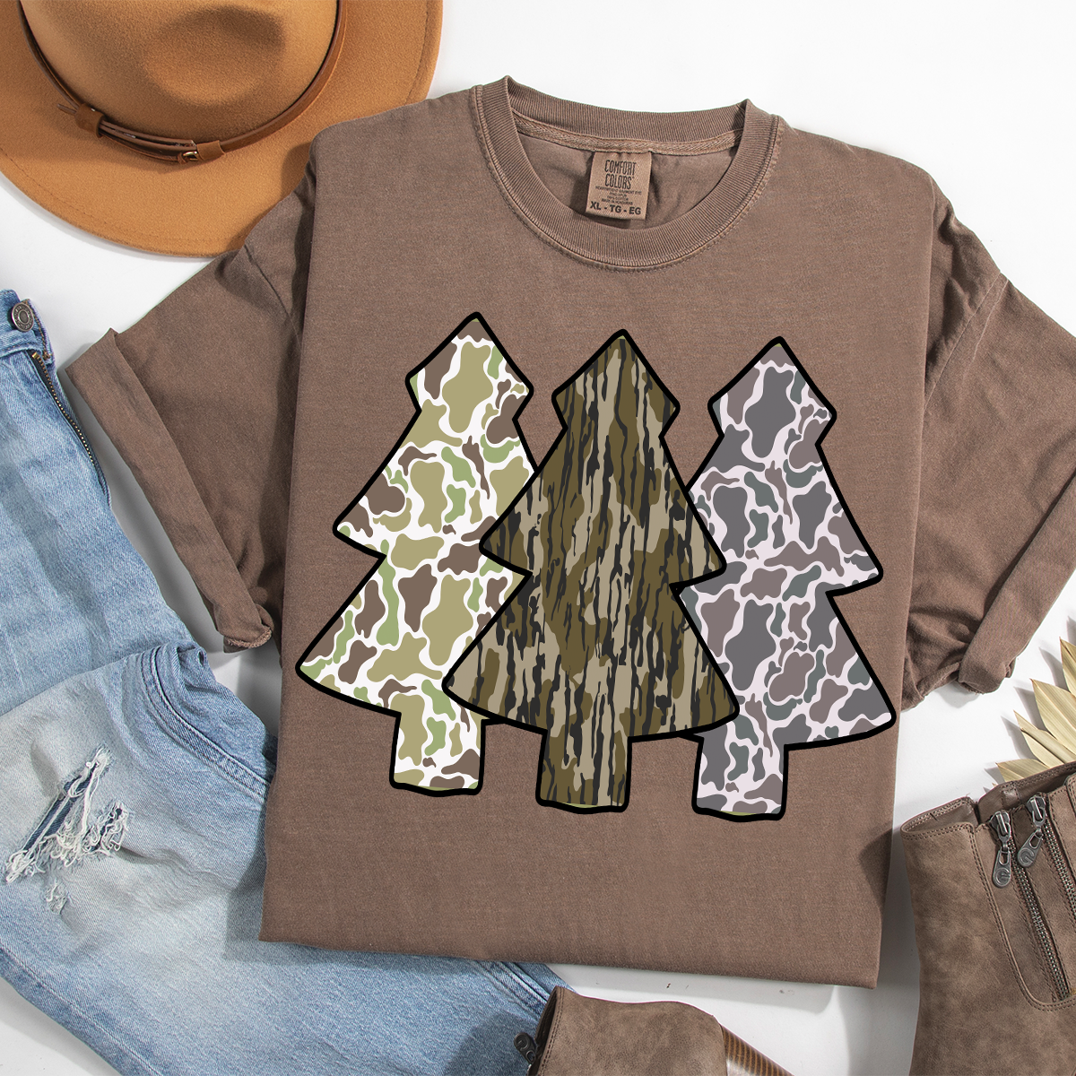 Camo Christmas Trees Comfort Color Tee