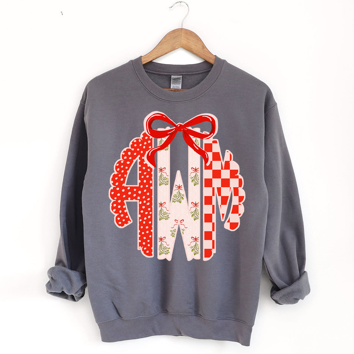 Christmas Monogram Sweatshirt - Charcoal