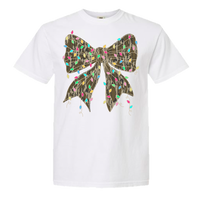 Camo Bow Christmas Lights Comfort Color Tee