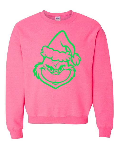 Christmas Face Puff Sweatshirt - Pink