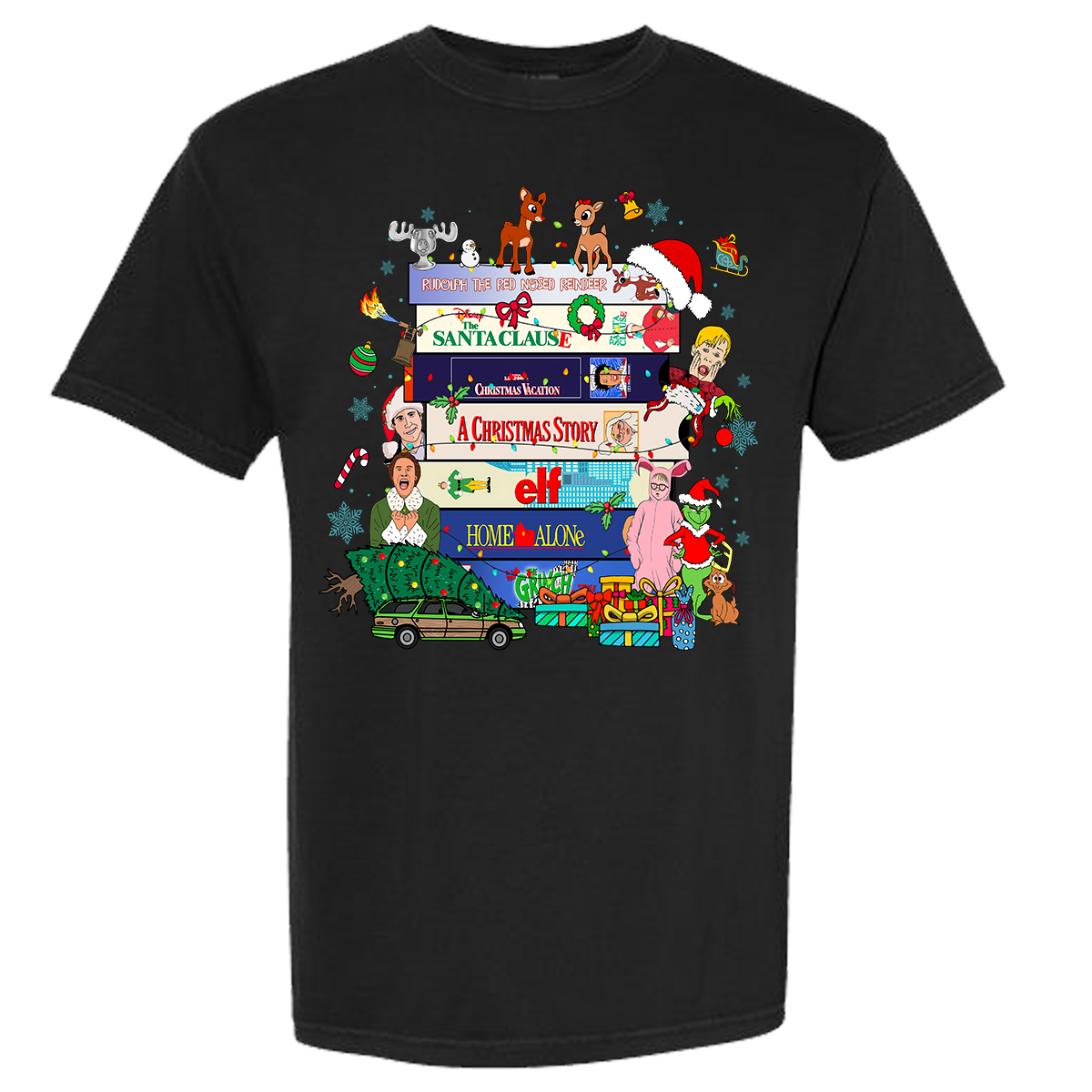 Christmas VHS Movies Comfort Color Tee