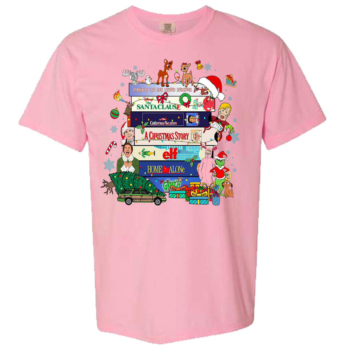 Christmas VHS Movies Comfort Color Tee