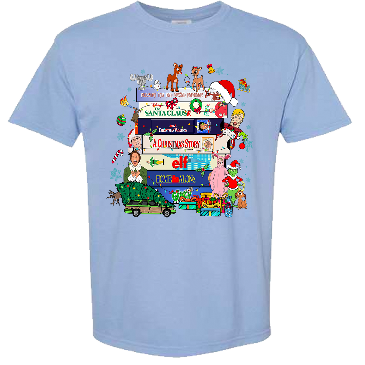 Christmas VHS Movies Comfort Color Tee