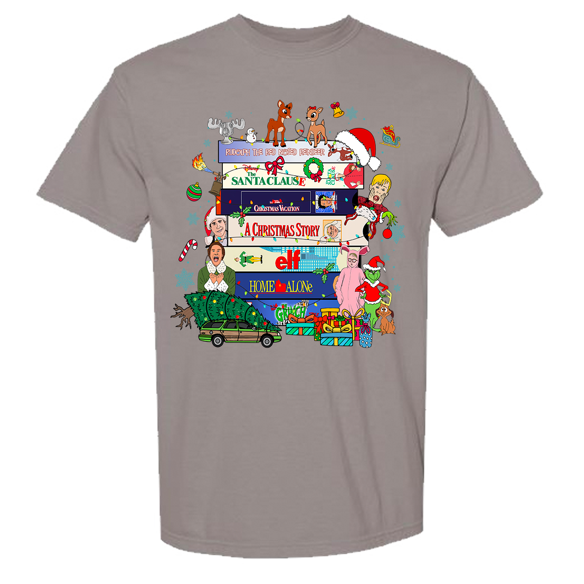 Christmas VHS Movies Comfort Color Tee