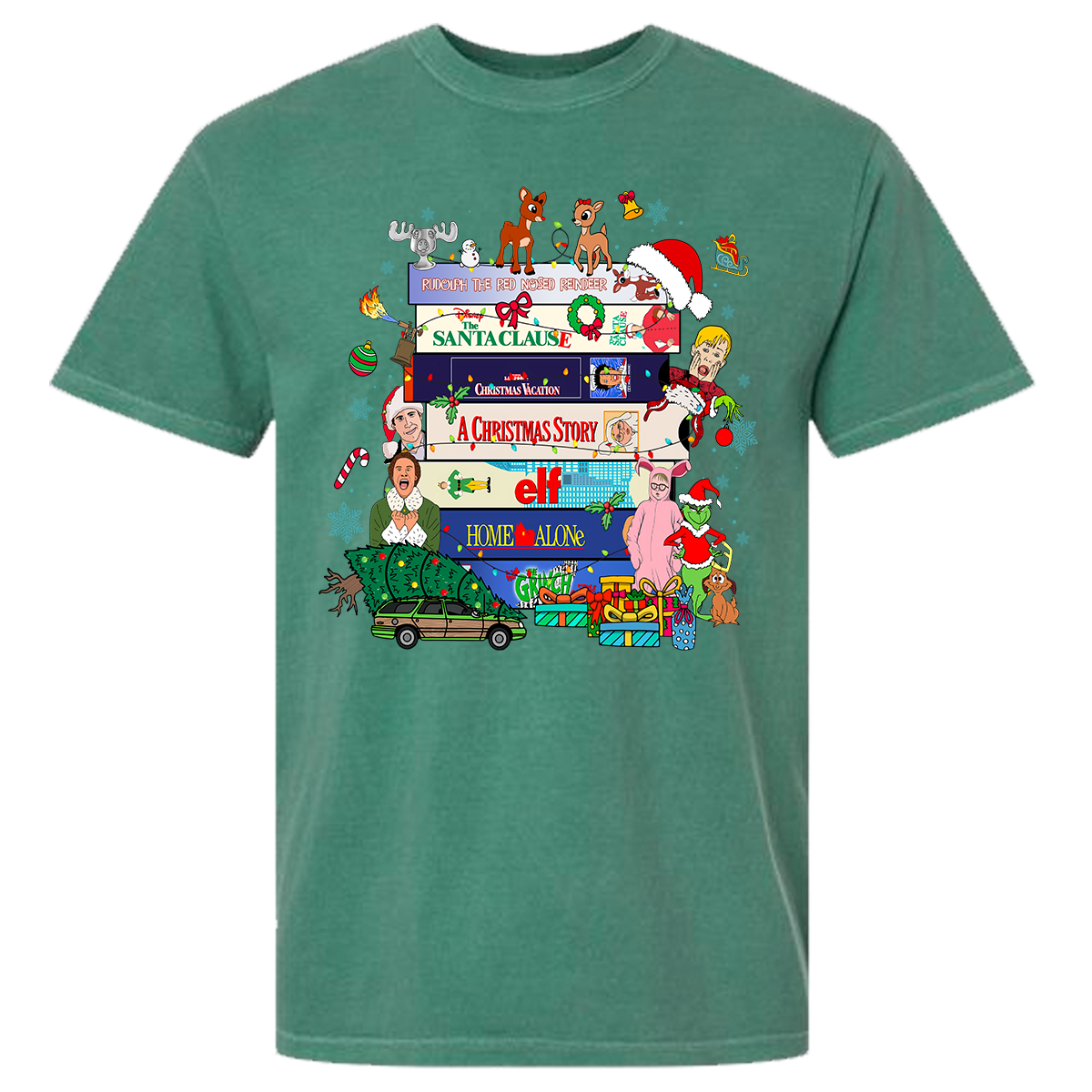 Christmas VHS Movies Comfort Color Tee