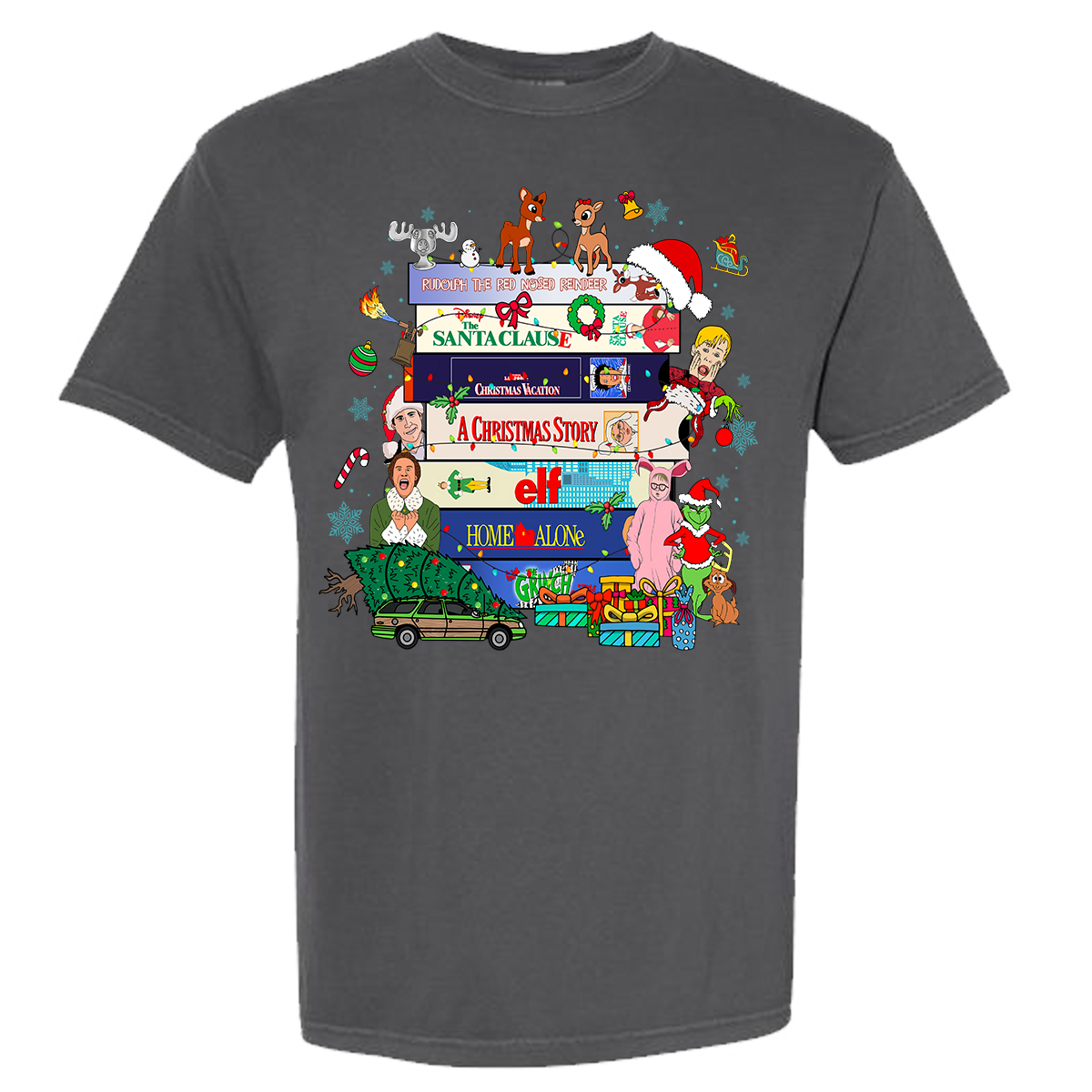 Christmas VHS Movies Comfort Color Tee