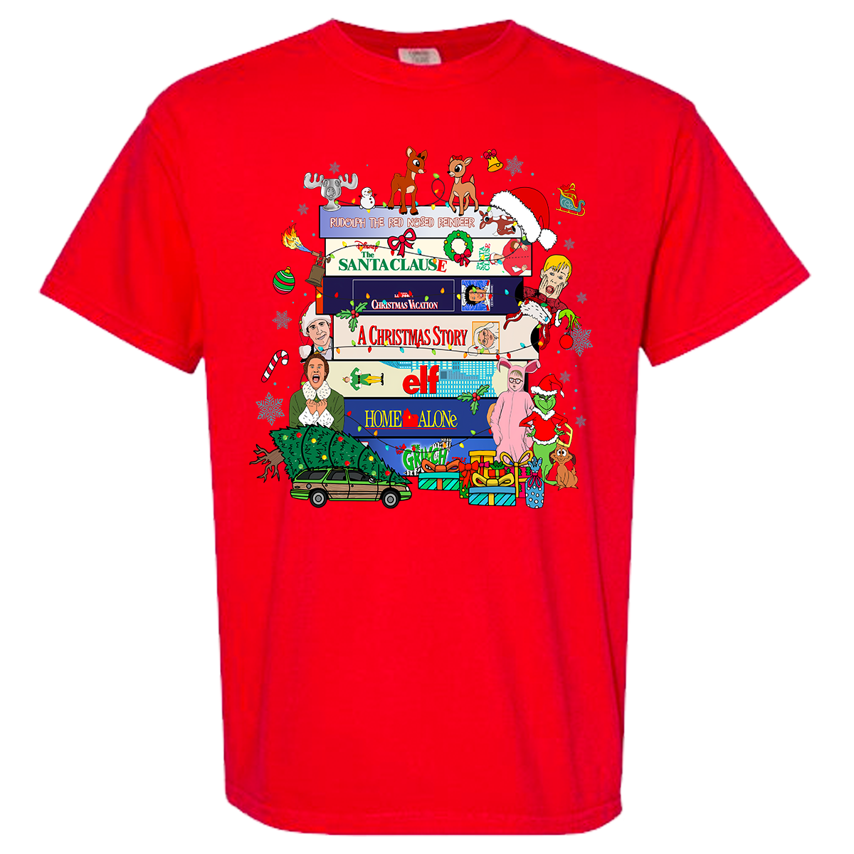 Christmas VHS Movies Comfort Color Tee