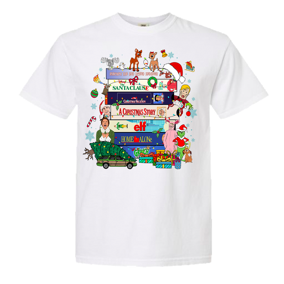 Christmas VHS Movies Comfort Color Tee