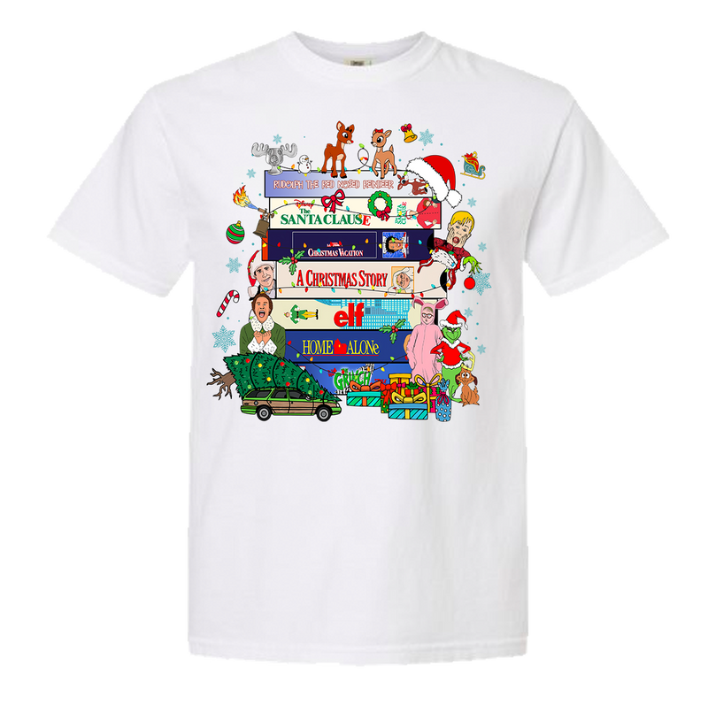 Christmas VHS Movies Comfort Color Tee