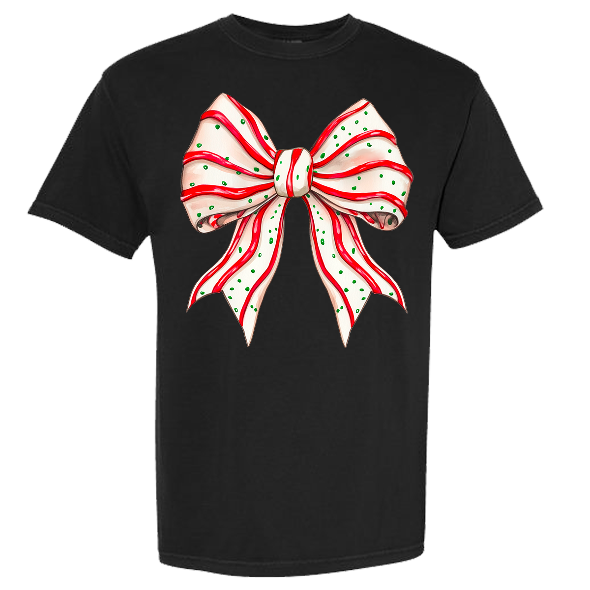 Christmas Tree Cake Bow Comfort Color Tee