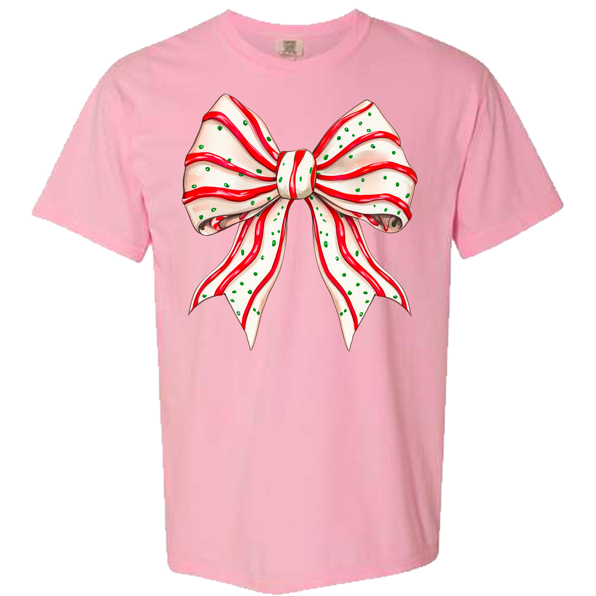 Christmas Tree Cake Bow Comfort Color Tee