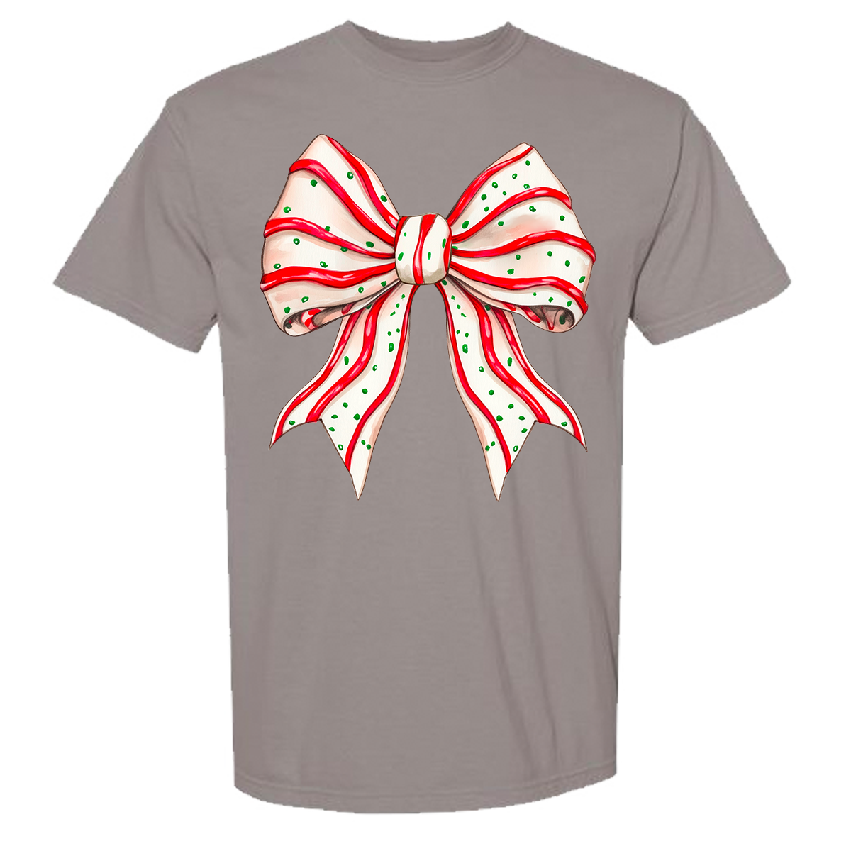 Christmas Tree Cake Bow Comfort Color Tee