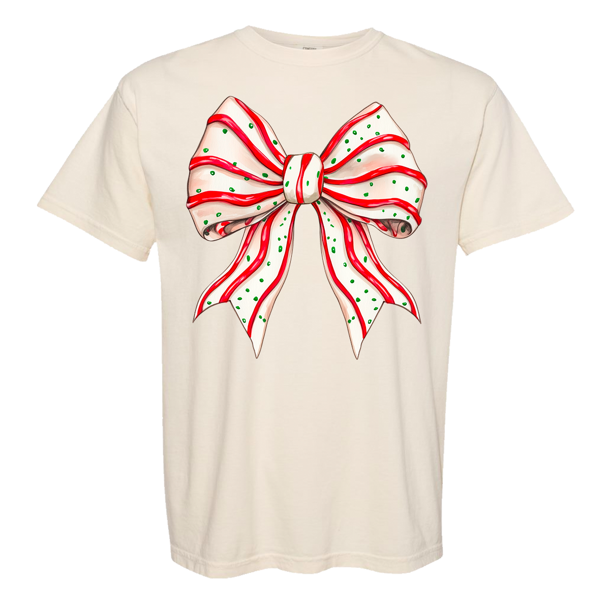 Christmas Tree Cake Bow Comfort Color Tee