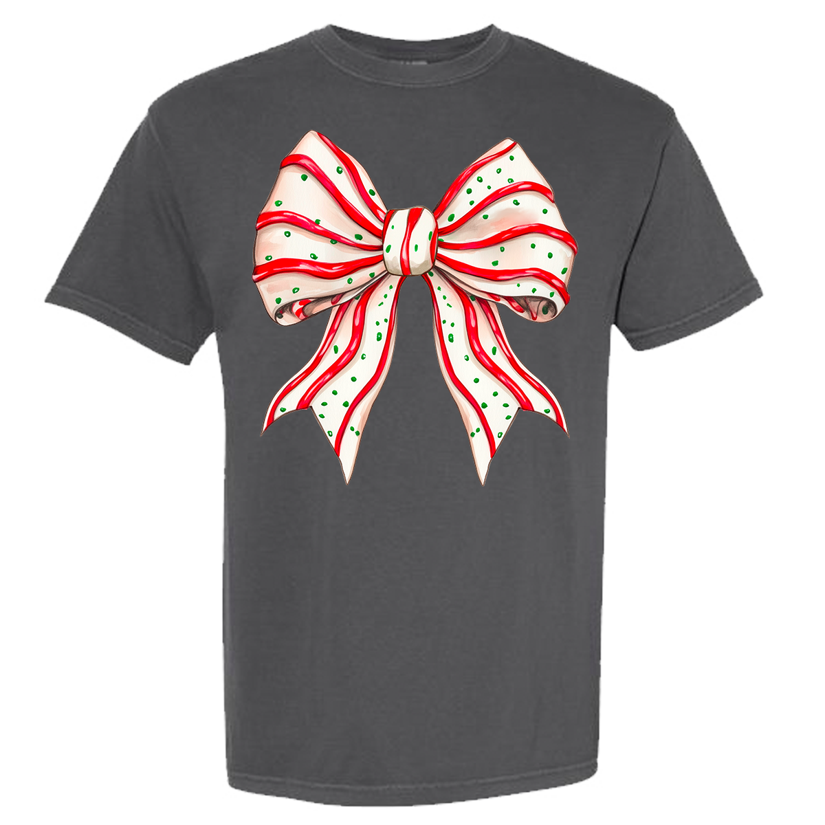 Christmas Tree Cake Bow Comfort Color Tee