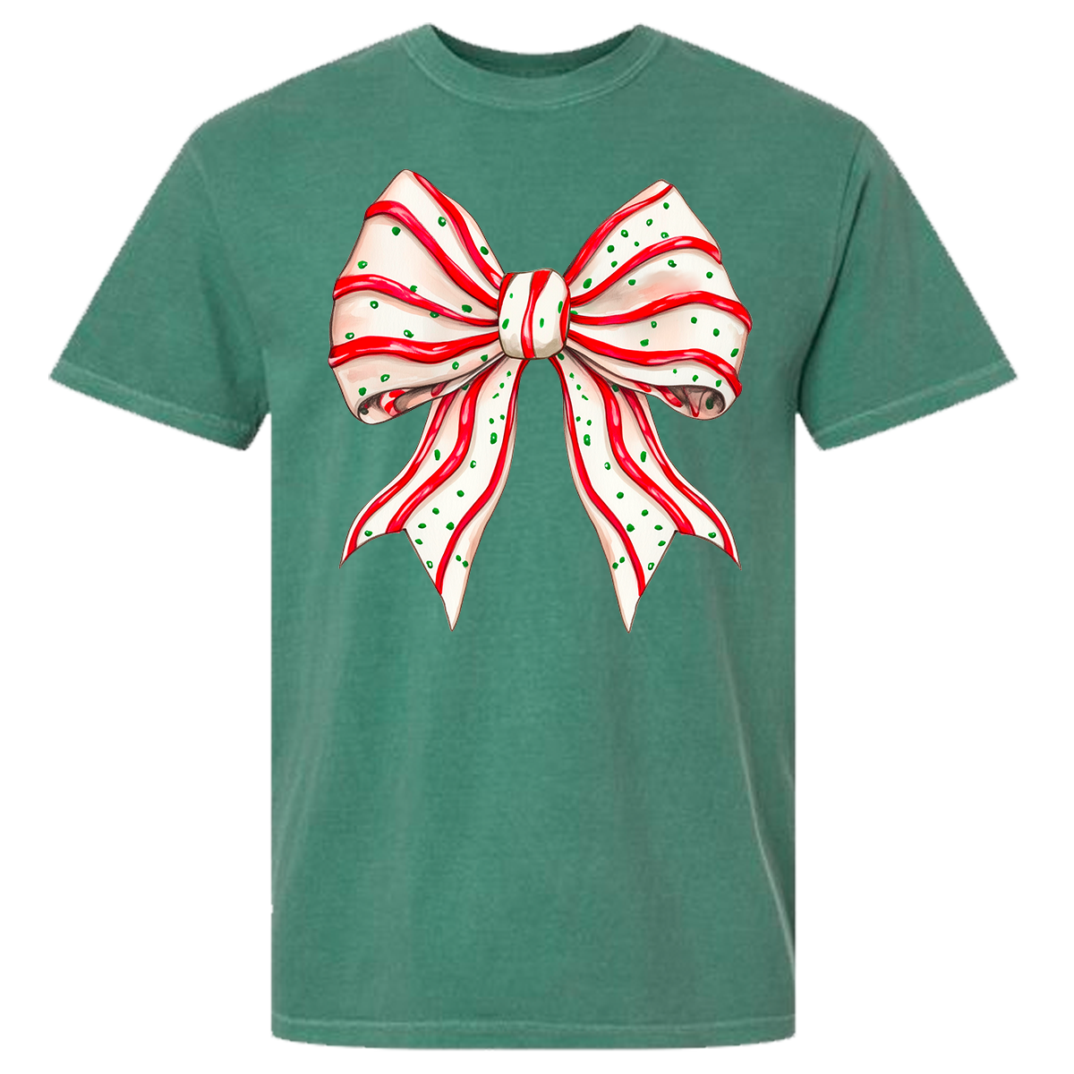 Christmas Tree Cake Bow Comfort Color Tee