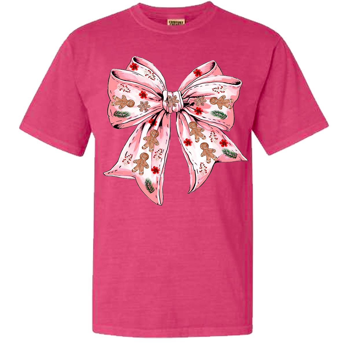 Gingerbread Bow Comfort Color Tee