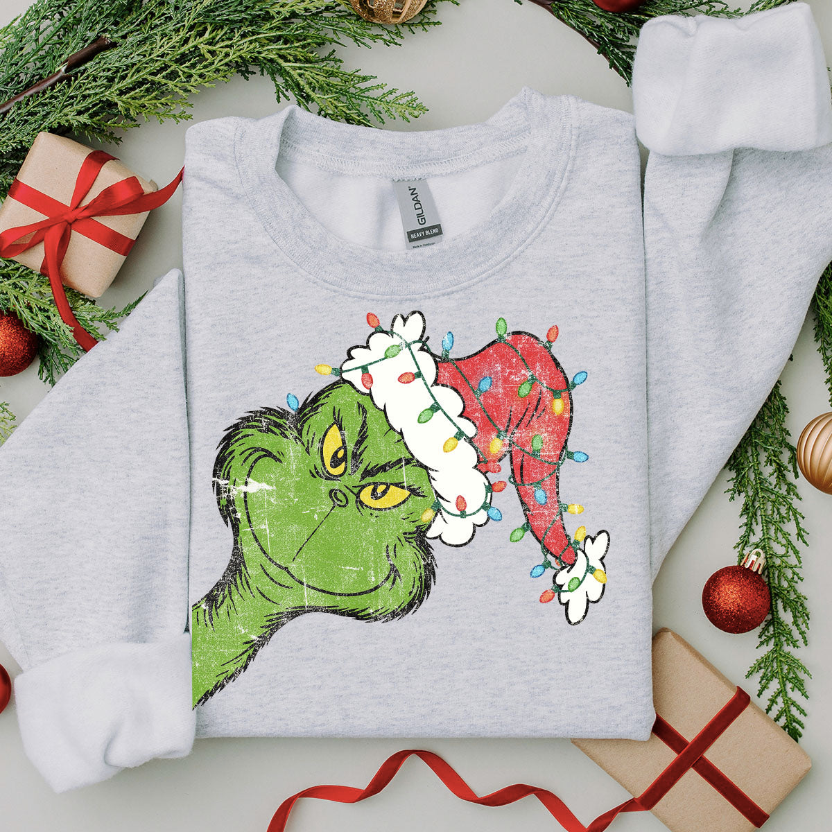Vintage Christmas Character Sweatshirt - Ash Grey