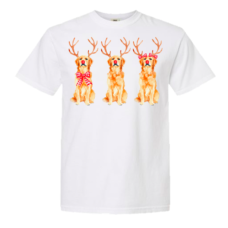 Golden Retriever Reindeer Comfort Color Tee