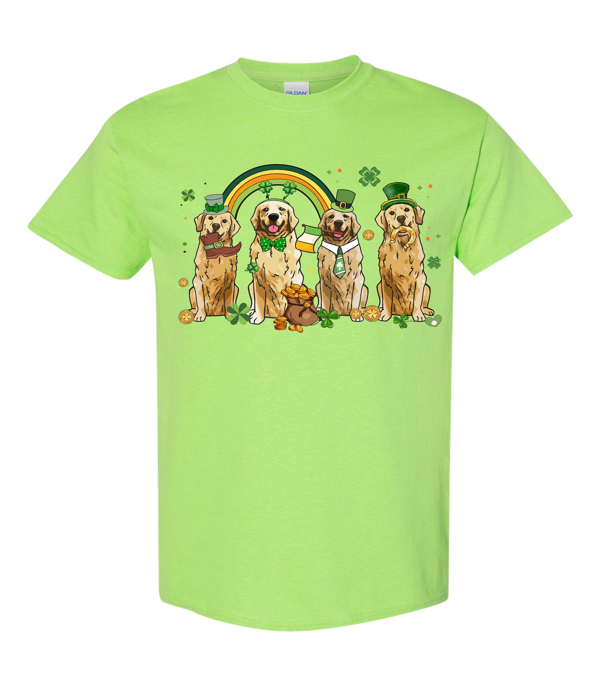 Golden Retriever St Patrick's Day Tee - Lime